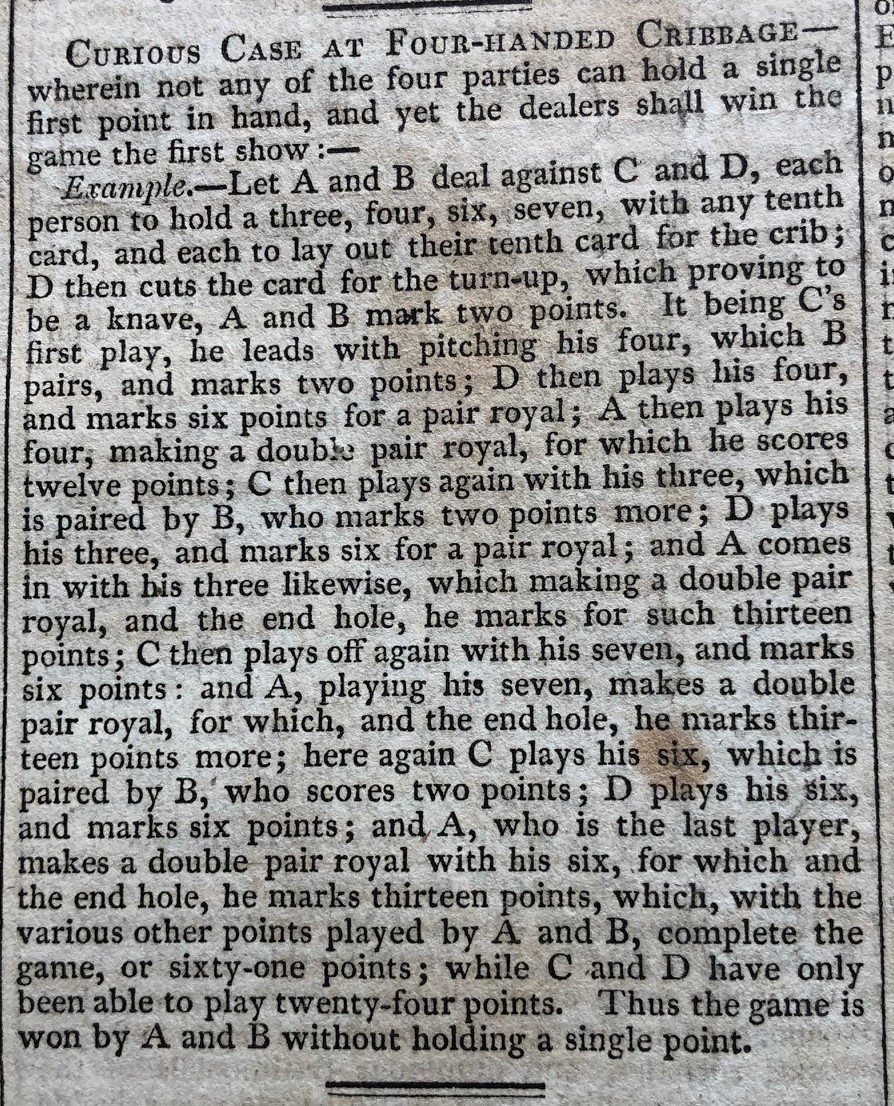 Curious Cribbage. - The Stamford Mercury Archive